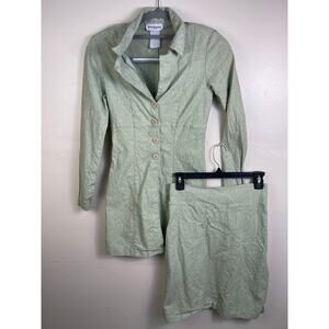 Womens Wrapper Brand Light Sage Green Two Piece Outfit Blazer and Skirt Size 7/8